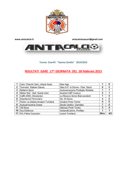 i risultati della 17&ordf; giornata del Torneo Amatoriale AntaCalcio Over45