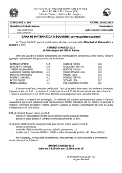 GARA DI MATEMATICA A SQUADRE