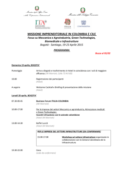 MISSIONE IMPRENDITORIALE IN COLOMBIA E CILE