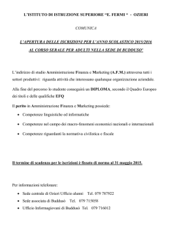 Iscrizioni Corso Serale di Budduso