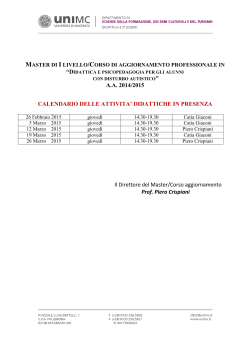 A.A. 2014/2015 CALENDARIO DELLE ATTIVITA` DIDATTICHE IN
