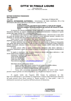 FATTURAZIONE ELETTRONICA Comunicazione del codice