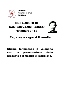 Info TORINO II M inzio Marzo - Parrocchia S. Stefano di Osnago