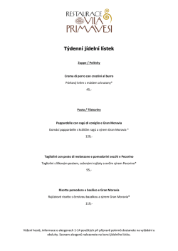 t&yacute;denn&iacute; menu 2502 - Restaurace Vila Primavesi