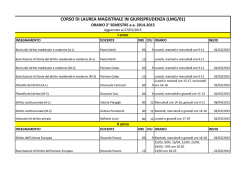 Orario Corso di laurea magistrale a ciclo unico in Giurisprudenza