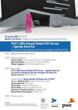 PwC`s 18th Annual Global CEO Survey – Agenda Nord Est