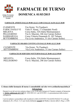 DOMENICA 01 MARZO 2015 - Ordine dei Farmacisti della