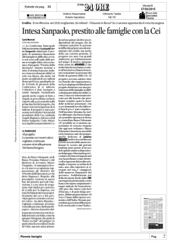 Intesa-Cei per il prestito alle famiglie