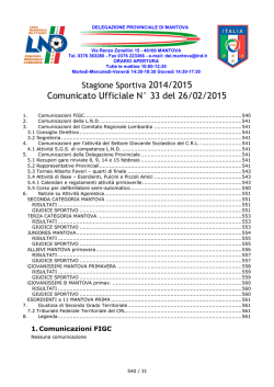 Comunicato Ufficiale N° 33 del 26/02/2015
