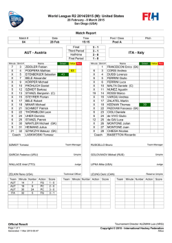 FIH Tournament Manager - Pan American Hockey Federation