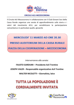 Interverranno alla serata: FAUSTO GARDUMI &ndash; Presidente Acli