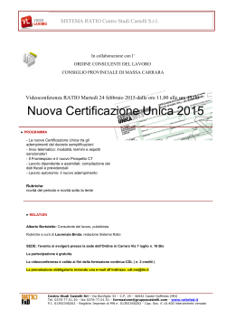 Nuova Certificazione Unica 2015 - Consulenti del Lavoro di Massa