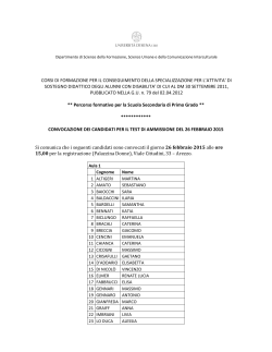 convocazione dei candidati per il test di ammissione del 26 febbraio