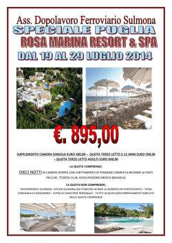 PROGRAMMA PUGLIA-1 - Dopolavoro ferroviario di Sulmona