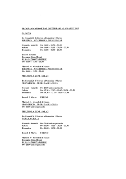 programmazione dal 26 febbraio al 4 marzo