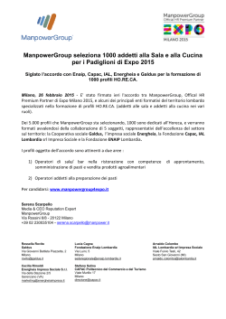 Scarica il comunicato - Manpower for Expo Milano 2015