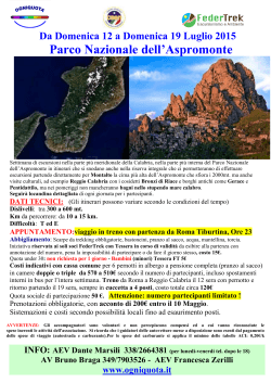 dal 12 al 19/07: Trek e Mare in Aspromonte