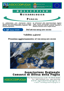 Bollettino n. 31 - Servizio Agrometeorologico Regione Puglia