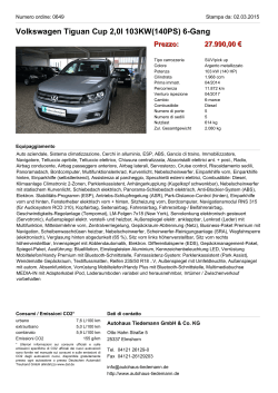 Volkswagen Tiguan Cup 2,0l 103KW(140PS) 6-Gang