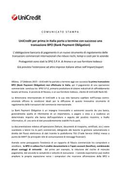 UniCredit per prima in Italia porta a termine con