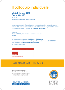 Il colloquio individuale - Universit&agrave; Cattolica del Sacro Cuore