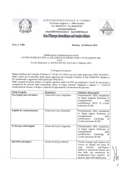 Graduatoria provvisoria esperti Progetti POF