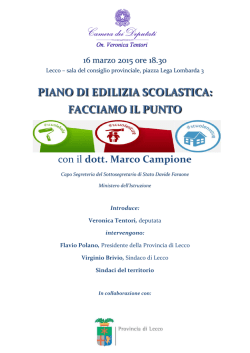 PIANO DI EDILIZIA SCOLASTICA: FACCIAMO IL PUNTO