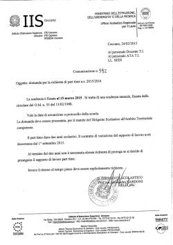 Domanda per la richiesta di Part Time A.S. 2015/2016
