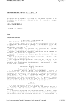Il testo pubblicato in GU