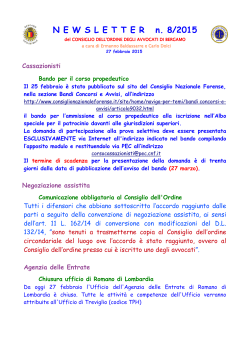 NEWSLETTER 2015 n. 8 - Ordine Avvocati Bergamo