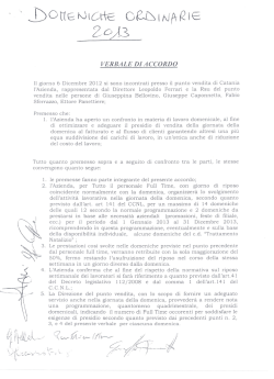 accordo trattamento domeniche anno 2013