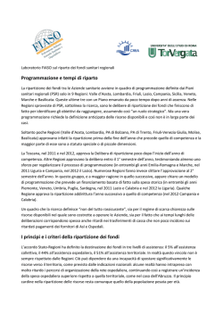 I sistemi di finanziamento regionali della Aziende Sanitarie e