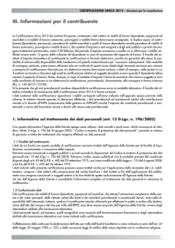 III. Informazioni per il contribuente