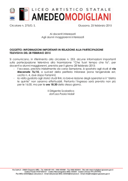 informazioni importanti in relazione alla partecipazione televisiva