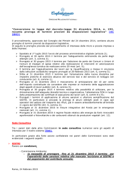Roma, 24 febbraio 2015 "Conversione in legge del