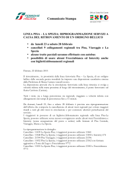 Linea Pisa – La Spezia: riprogrammazione servizi a