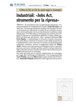 Industriali: &laquo;Jobs Act, strumento per la ripresa&raquo;