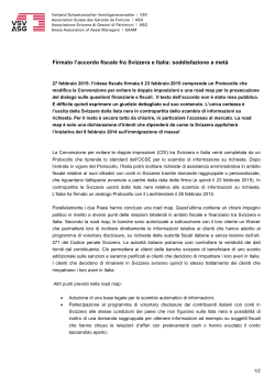 News 27.02.2015: Firmato l`accordo fiscale fra Svizzera e Italia