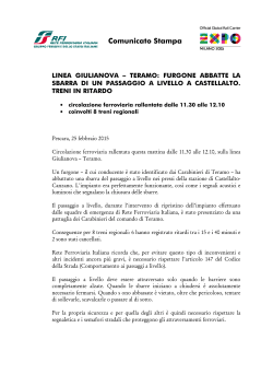 Linea Giulianova - Teramo: furgone abbatte la sbarra di