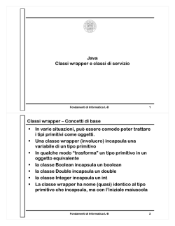 Java Classi wrapper e classi di servizio Classi wrapper &sup2;