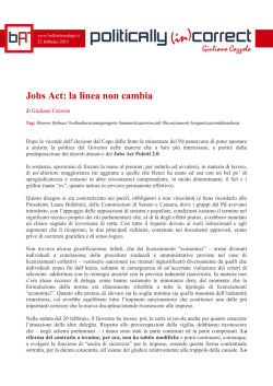 Jobs Act: la linea non cambia