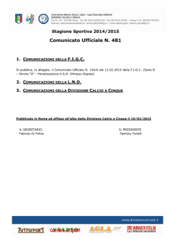 Comunicato Ufficiale 481