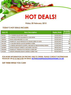 Friday 20 February 2015 TODAY`S HOT DEALS INCLUDE