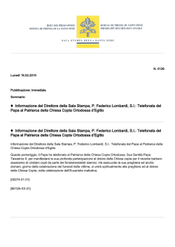 Informazione del Direttore della Sala Stampa, P. Federico Lombardi