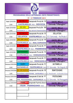 programma della settimana dal 4 al 10 dicembre