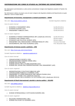 DISTRIBUZIONE DEI CORSI DI STUDIO ALL