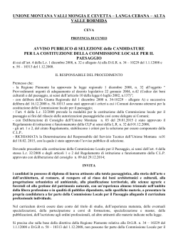 avviso candidature - Comunità montana Valli Mongia, Cevetta e