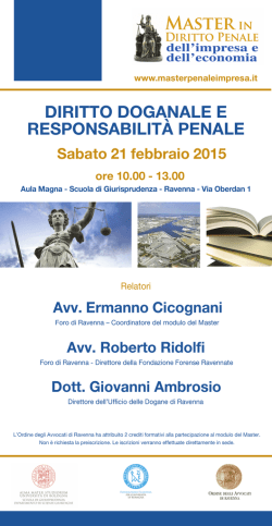 DIRITTO DOGANALE E RESPONSABILIT&Agrave; PENALE
