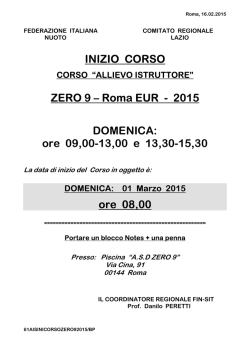 Inizio Corso Allievo Istruttore Piscina ZERO 9 - Roma EUR