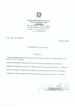 Decreto di esclusione - liceo scientifico "tito lucrezio caro"